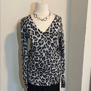 Michael Kors Monochrome Leopard Long Sleeve Top